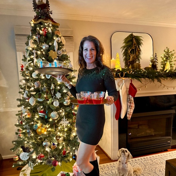 Snow Stopper Emerald Green Ribbed Sequin Mini Sweater Dress - Picture 3 of 4